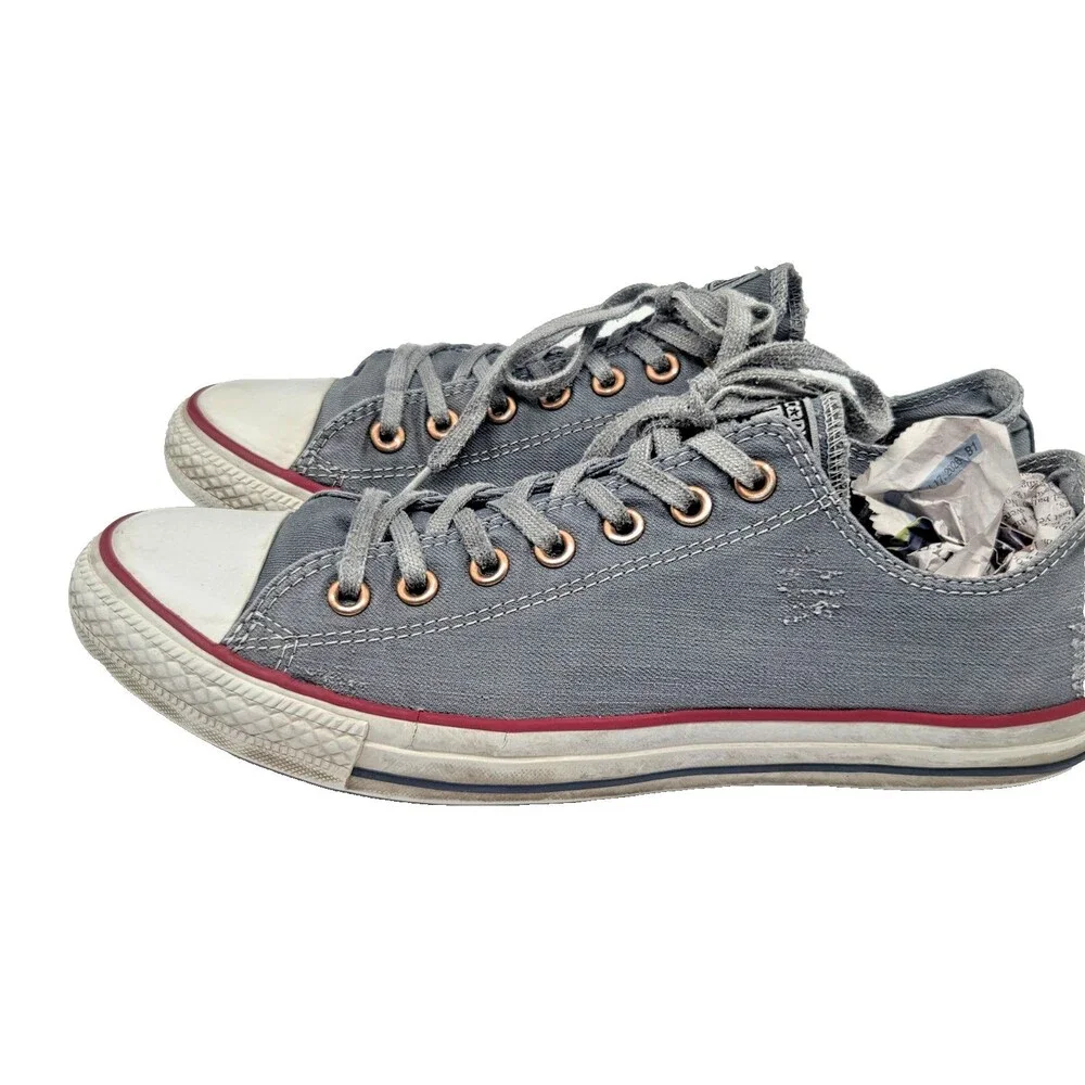Converse Chuck Taylor All Star Low Top Sneakers Gray Distressed Denim Size 10
